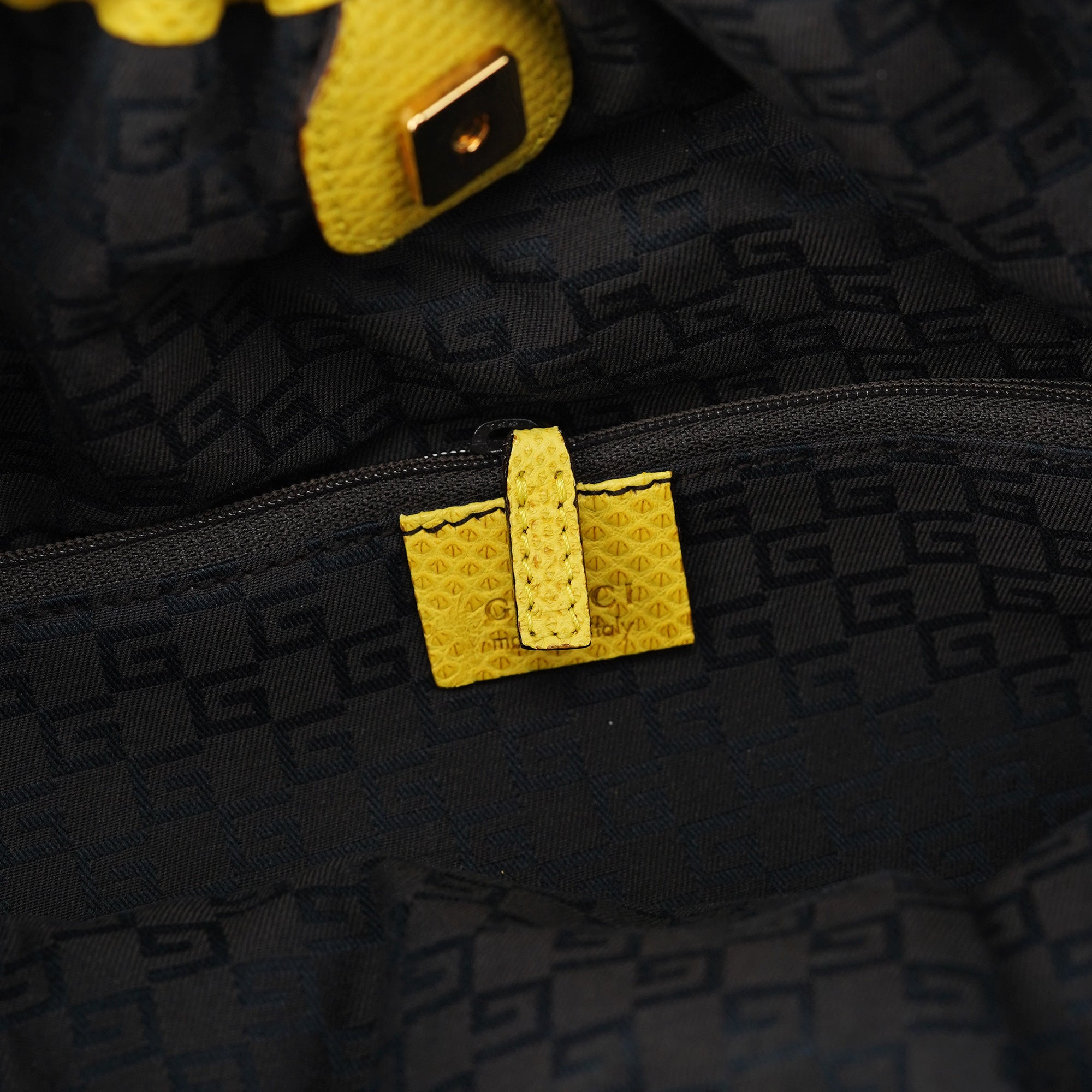 Yellow Lizard Leather Shoulder Bag