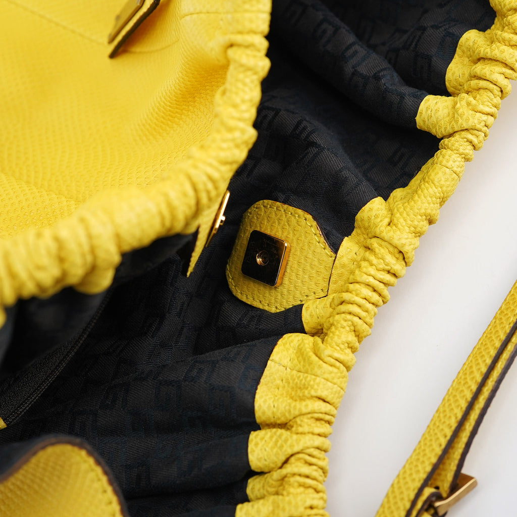 Yellow Lizard Leather Shoulder Bag