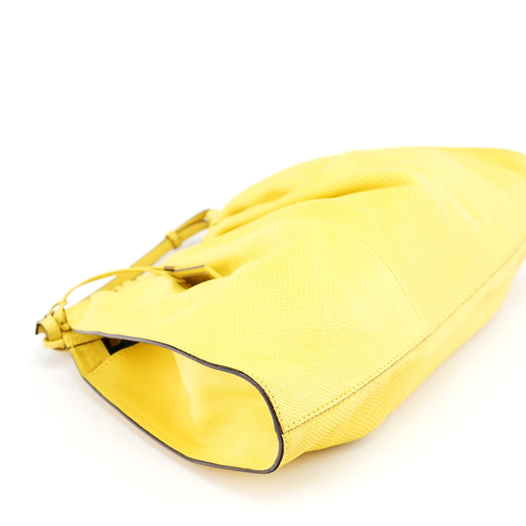 Yellow Lizard Leather Shoulder Bag