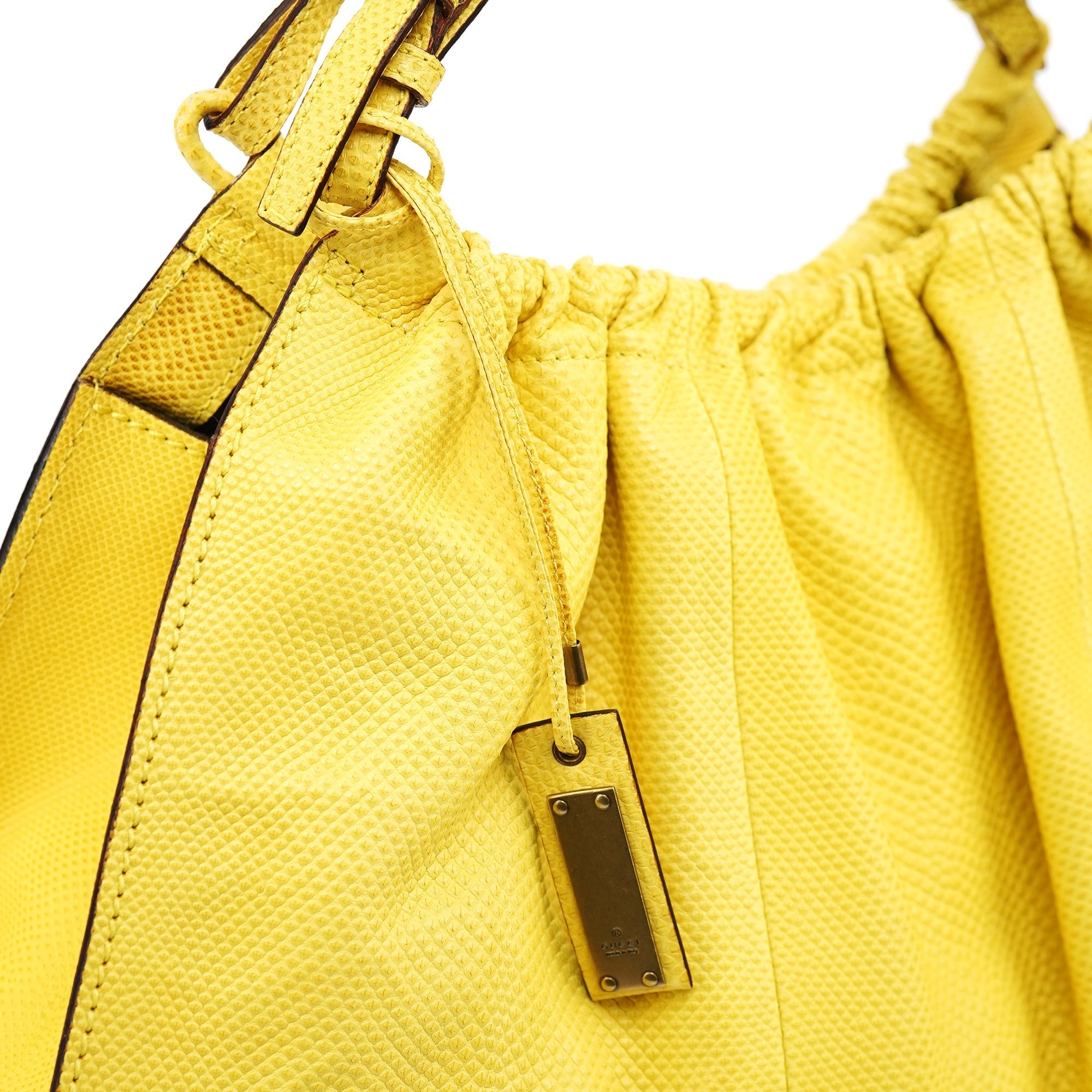Yellow Lizard Leather Shoulder Bag