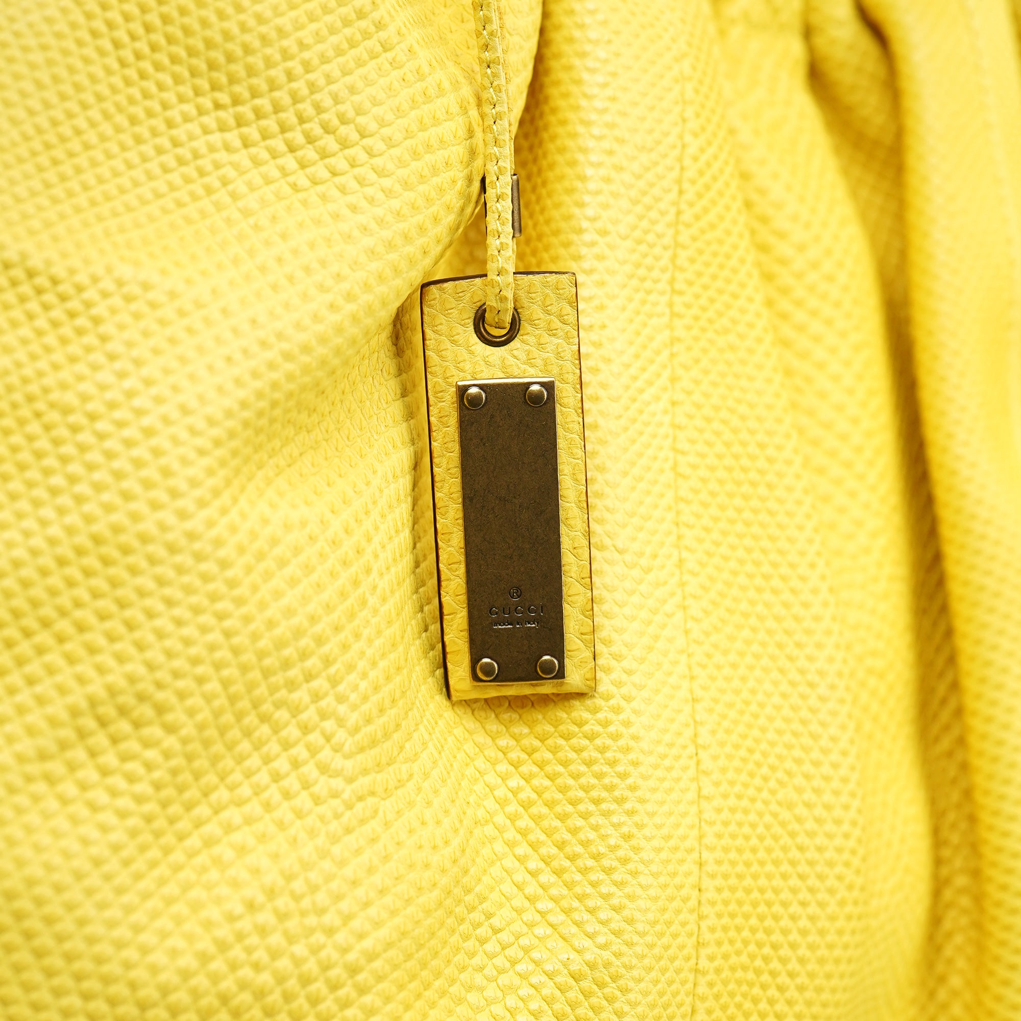 Yellow Lizard Leather Shoulder Bag