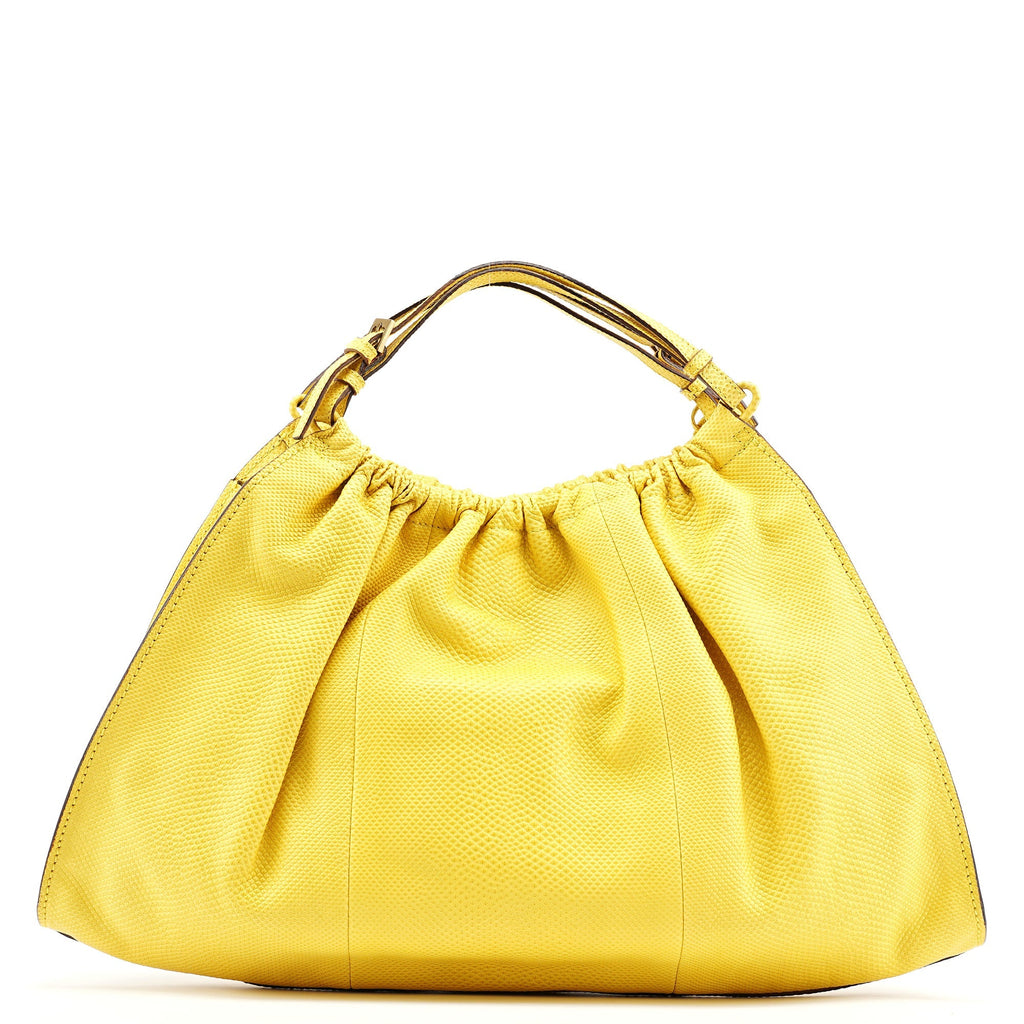 Yellow Lizard Leather Shoulder Bag