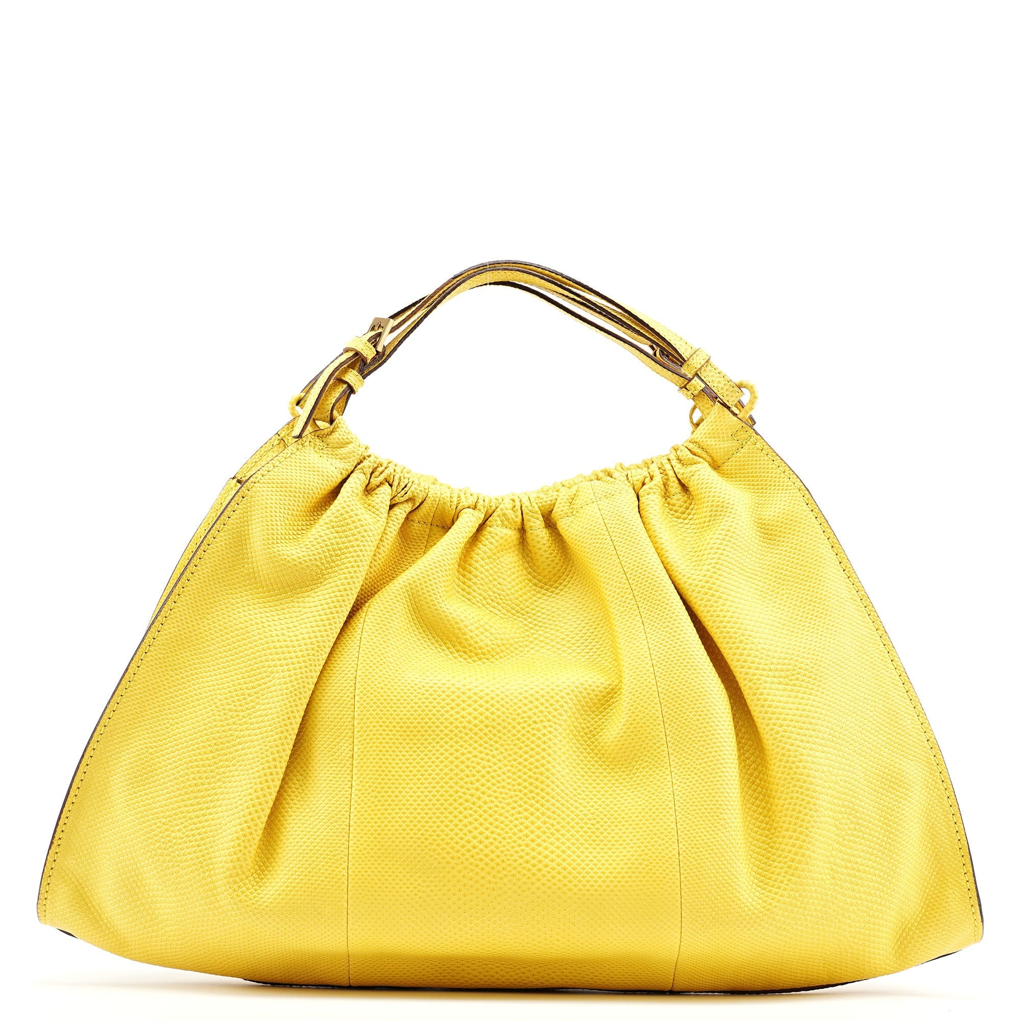 Yellow Lizard Leather Shoulder Bag