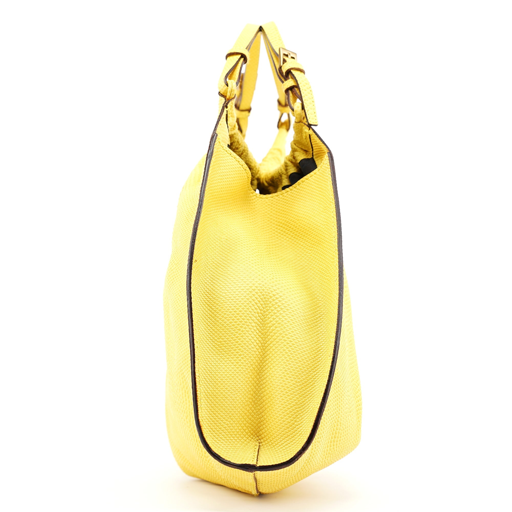 Yellow Lizard Leather Shoulder Bag