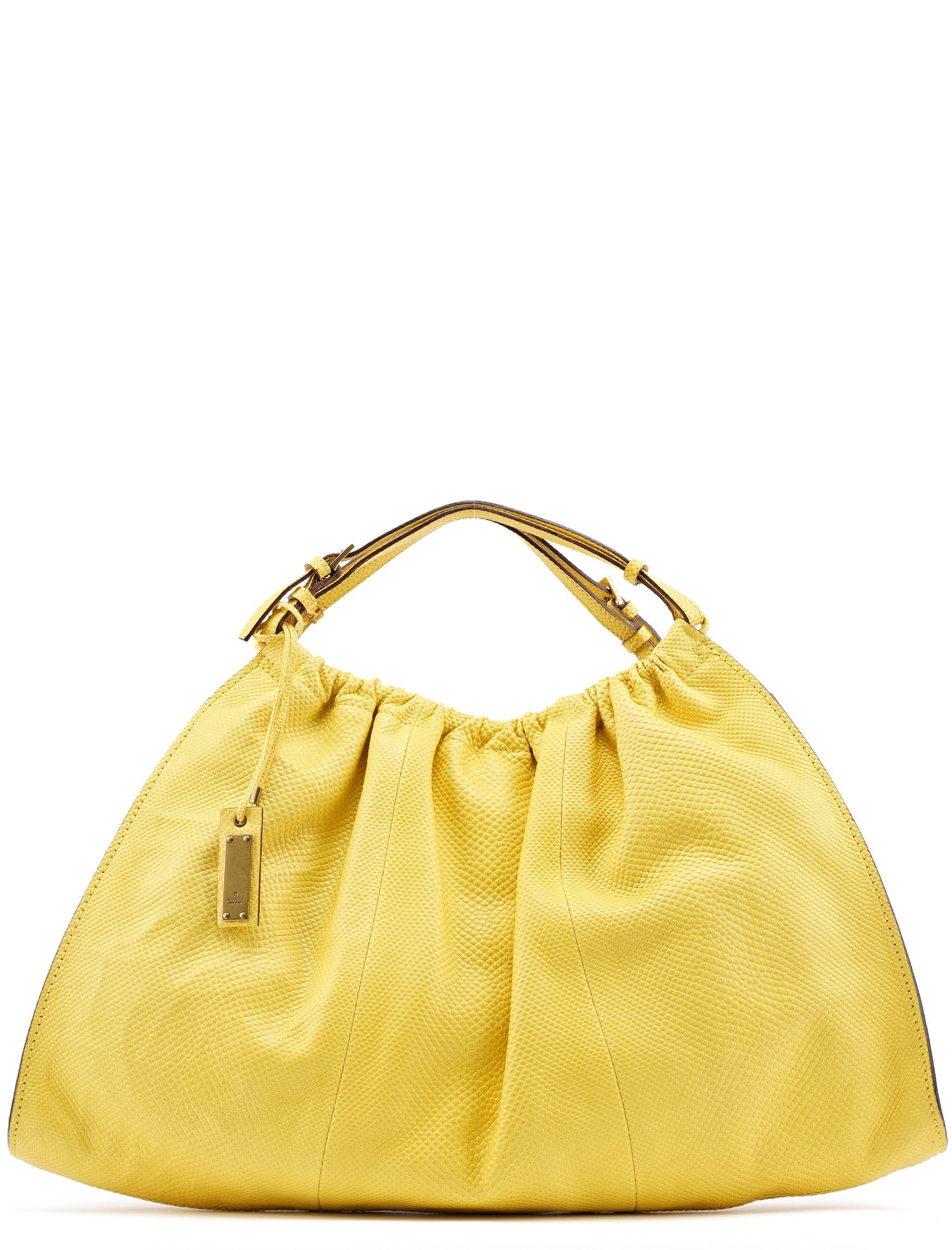 Yellow Lizard Leather Shoulder Bag
