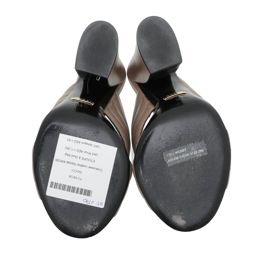 Gucci Etoupe Crossover Sandal 35.5