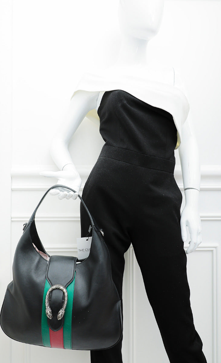 Gucci Black Dionysus Web Hobo Medium Bag