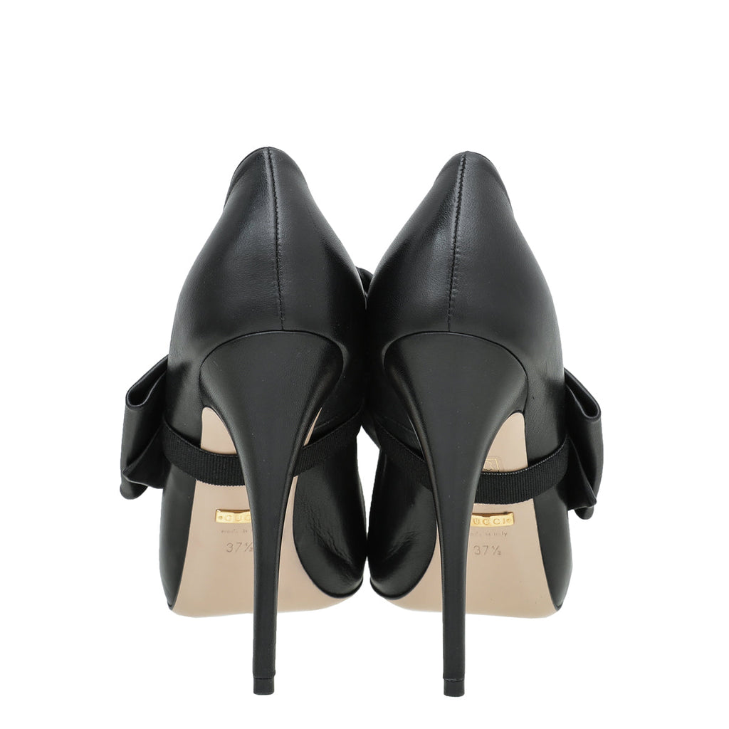 Gucci Black Elaisa Removable Bow Pumps 37.5