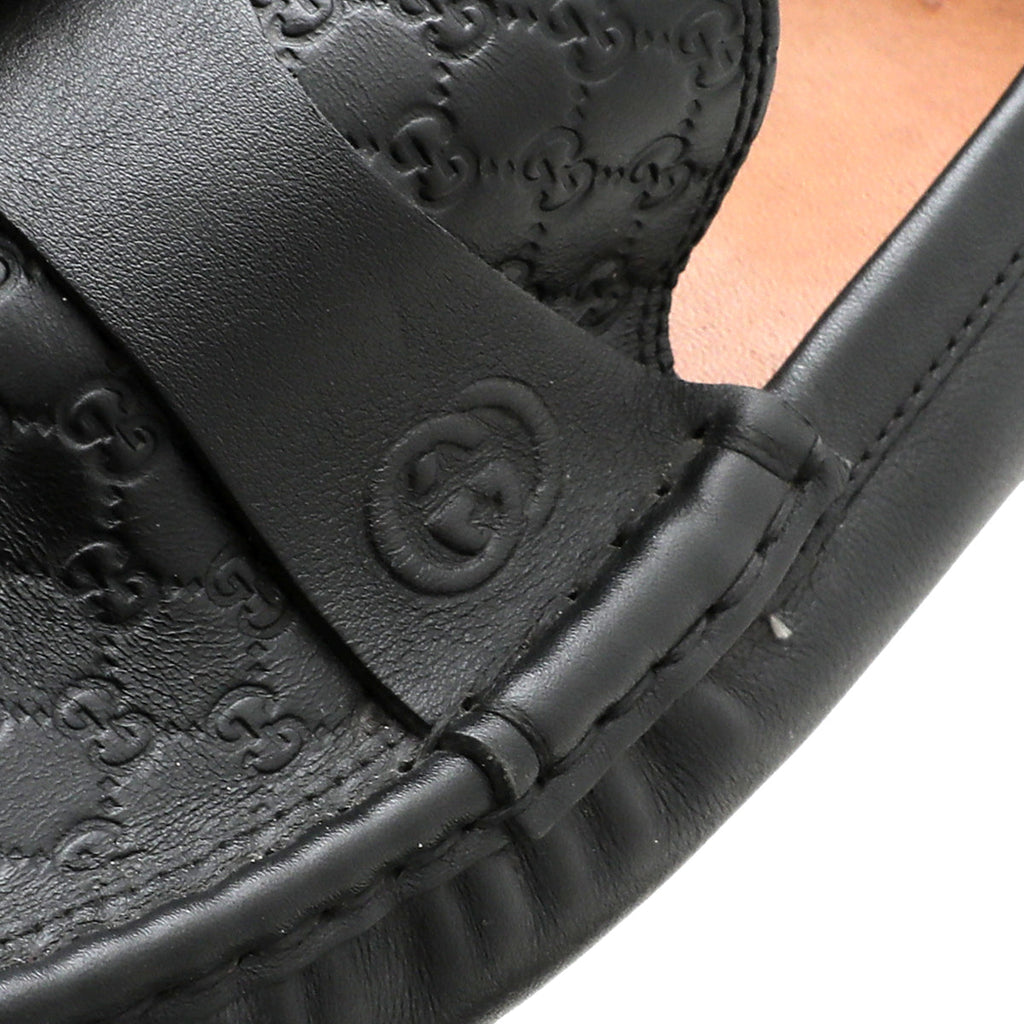 Gucci Black GG Microguccissima Mens Driver Loafer 40