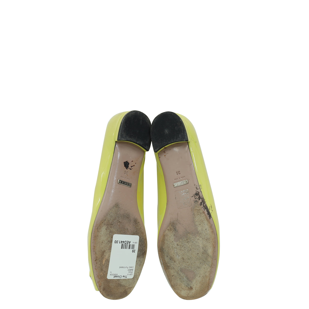 Gucci Yellow Horsebit Peep Toe Flat Ballerina 39