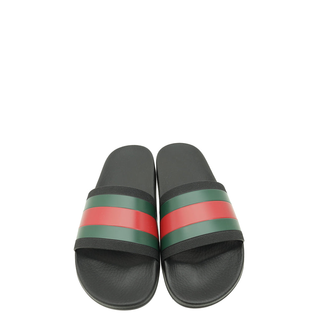 Gucci Black Rubber Web Slides 8