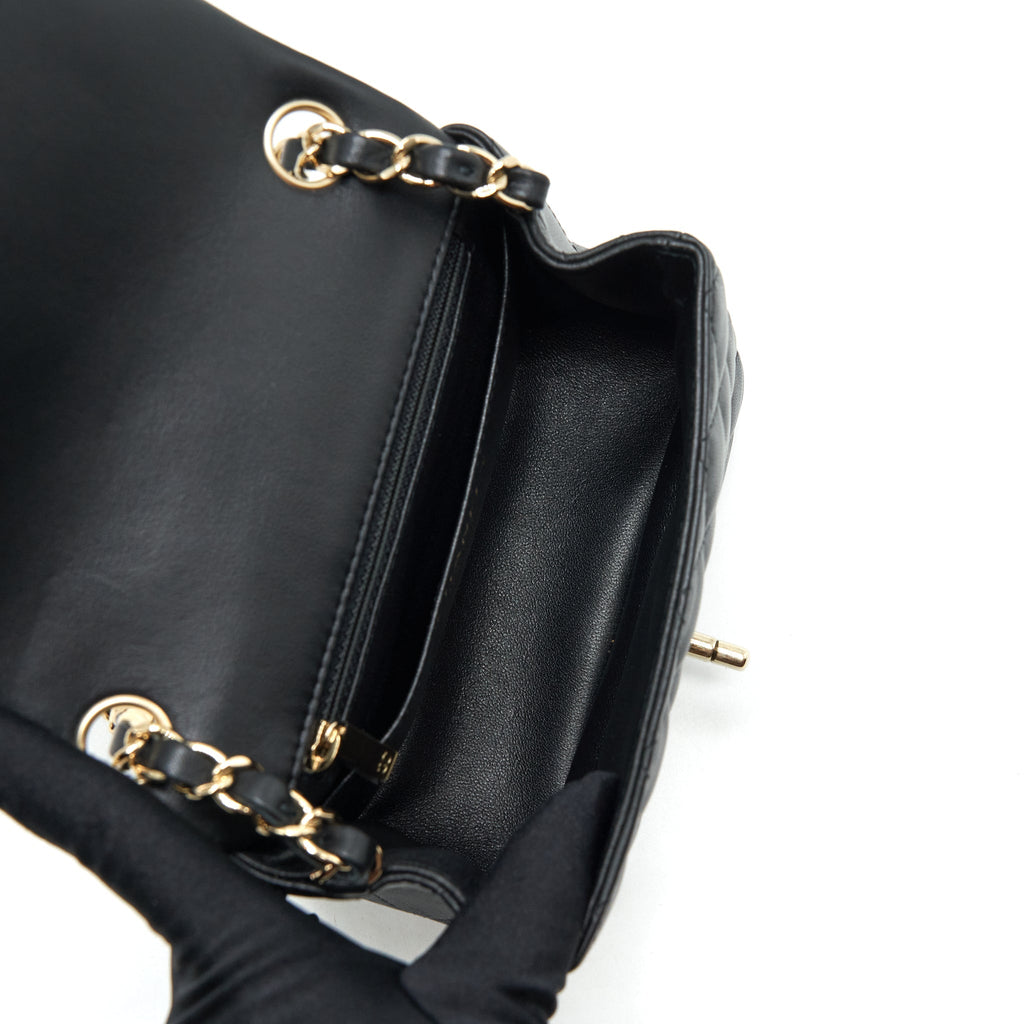 Chanel Mini Square Flap Bag Lambskin Black L