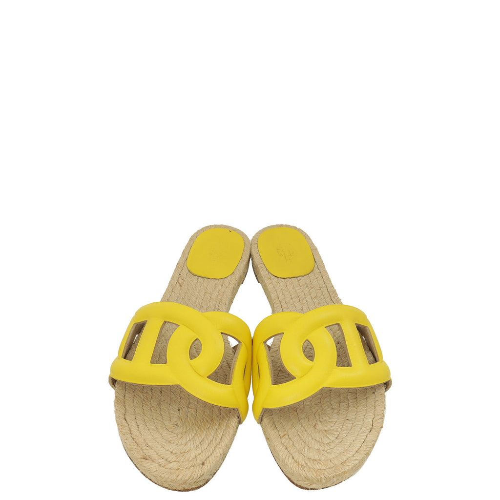 Hermes Jaune Impérial Famosa Calfskin Espadrille 37
