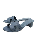 Hermes Blue Template Oasis Ostrich Skin Sandal 38.5