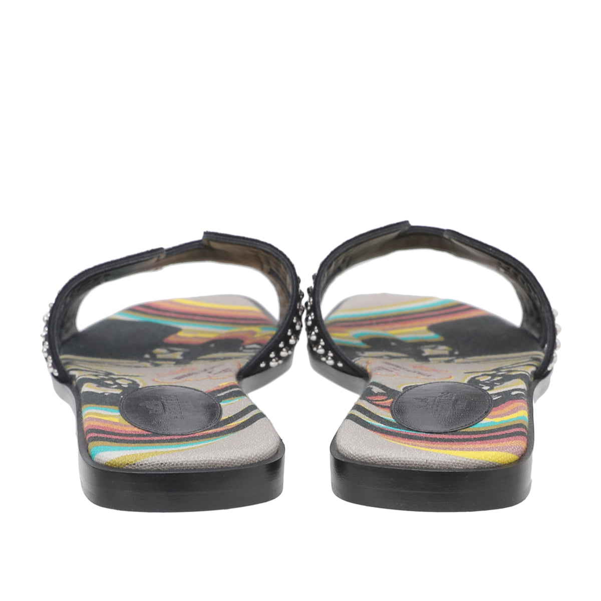 Hermes Noir Oran Suede Goatskin Studs Sandals 38.5