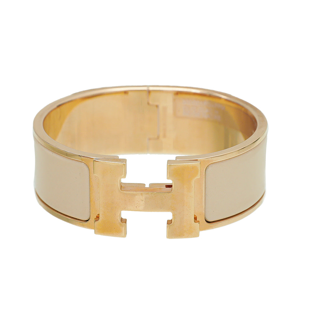 Hermes Beige Nacre Clic Clac H Bracelet