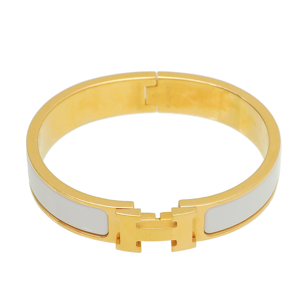 Hermes White Clic H Bracelet