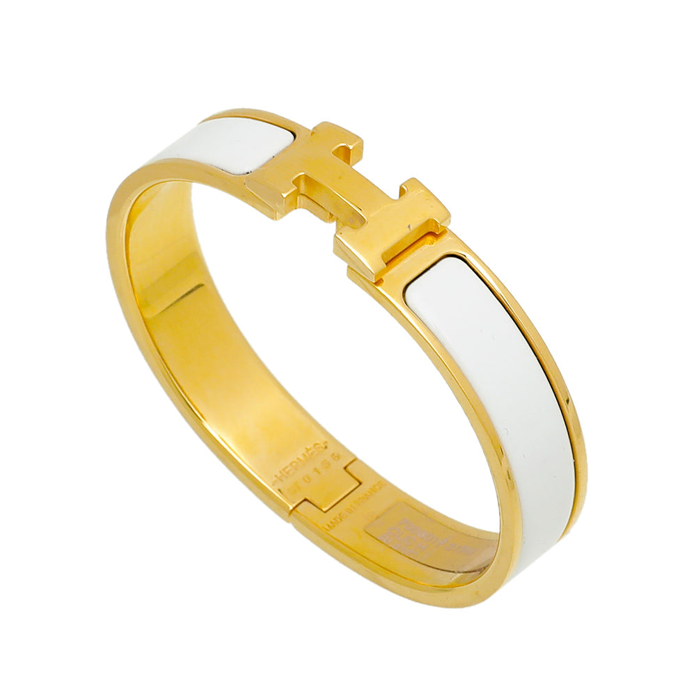 Hermes White Clic H Bracelet