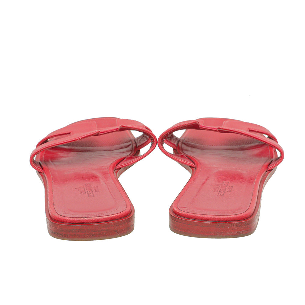 Hermes Red Epsom Oran Sandals 39