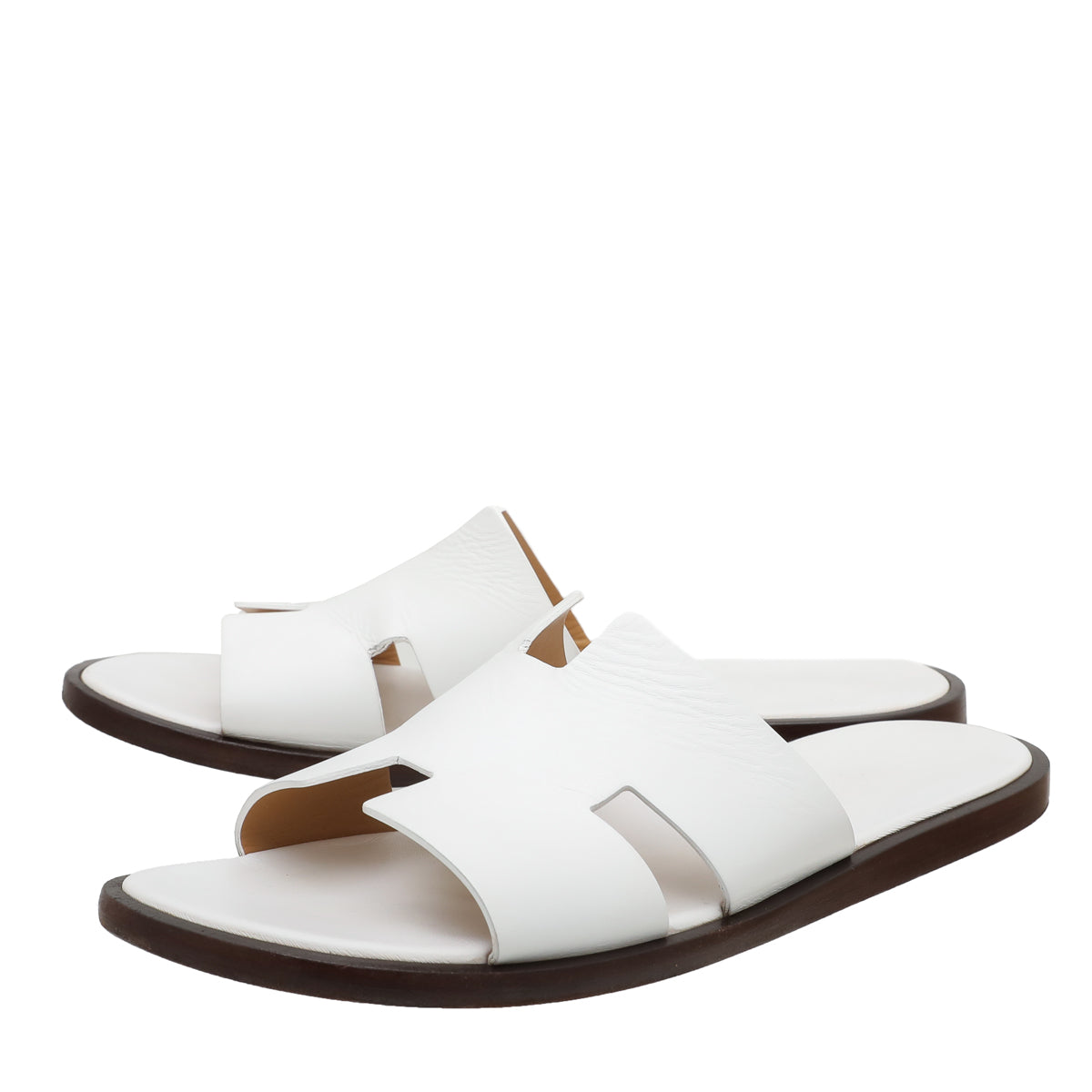 Hermes White Izmir Sandals 42