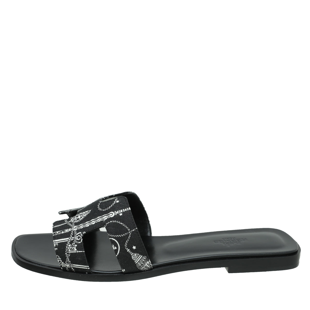 Hermes Noir Les Cles Bandana Pint Oran Sandals 38.5