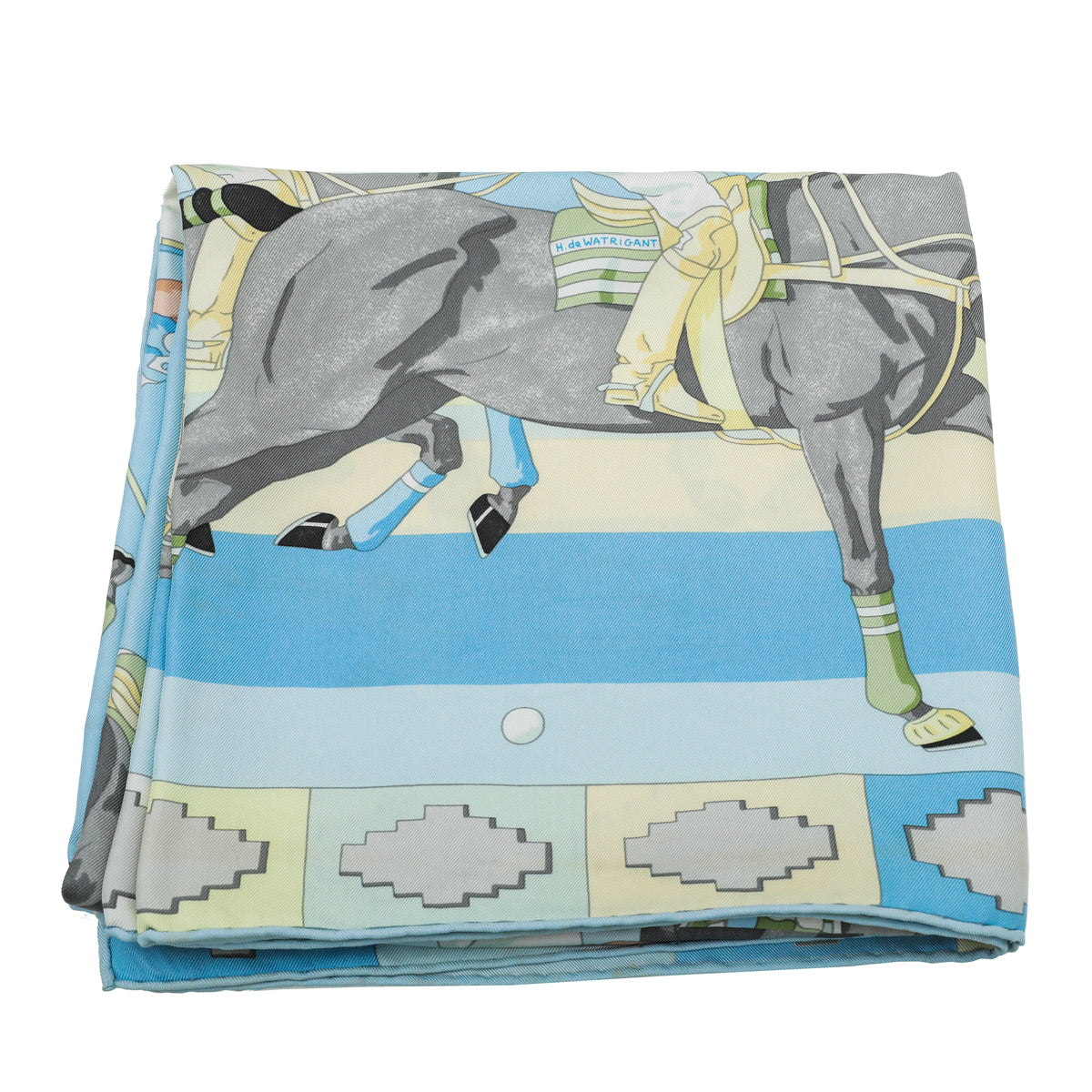 Hermes Bicolor Les Poneys De Polo Silk Scarf
