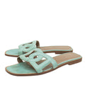 Hermes Turquoise Lizard Omaha Sandals 39