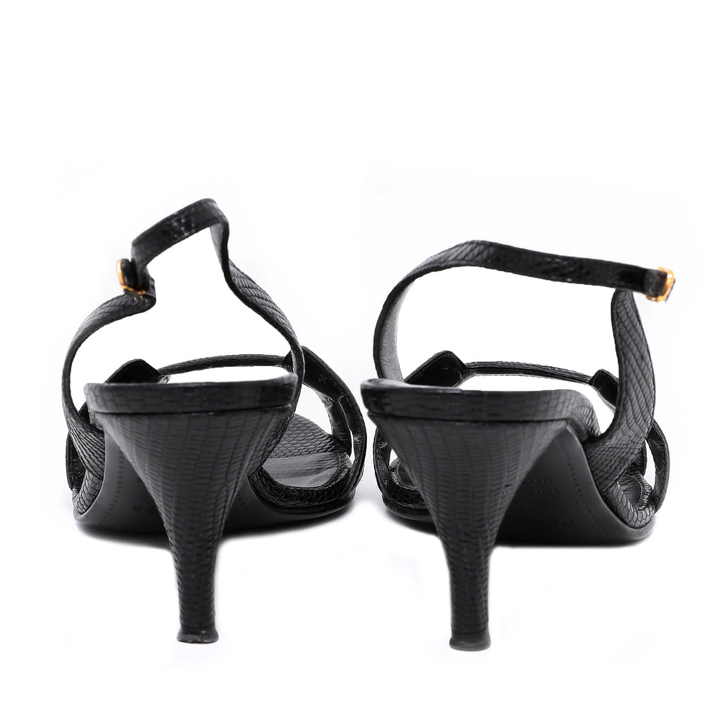 Hermes Noir Night Reptile Sandals 39