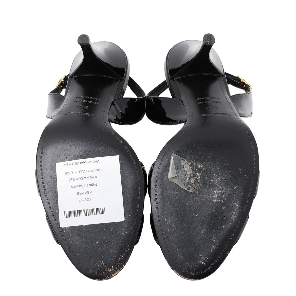Hermes Black Night 70 Sandals 39.5