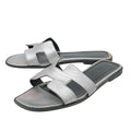 Hermes Gris Argente Oran Slide Sandal 38
