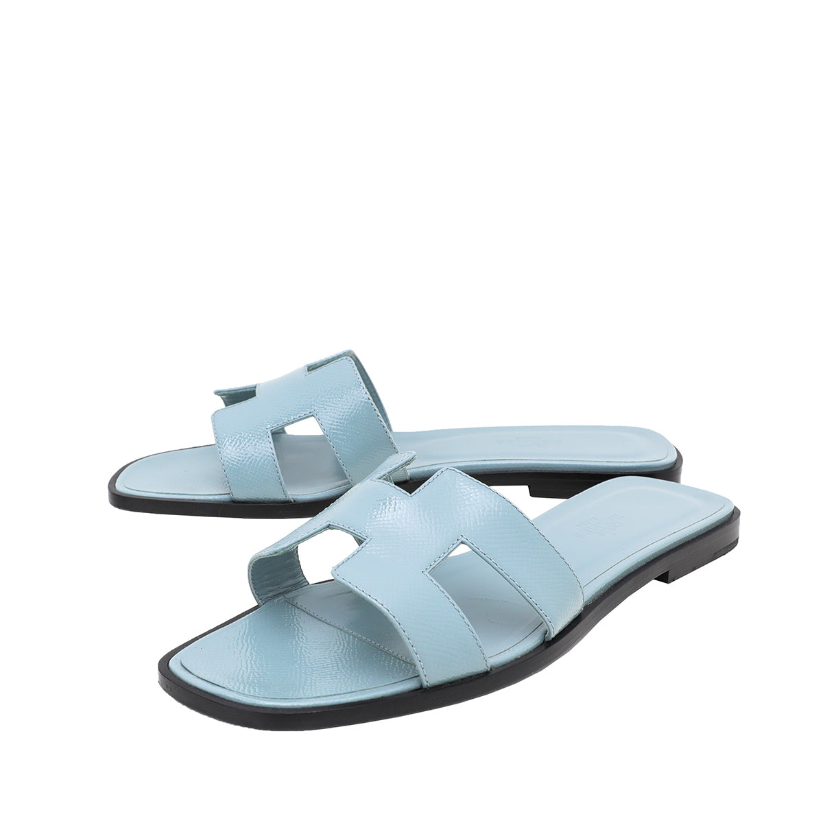 Hermes Blue Ciel Oran Epsom Sandals 38.5