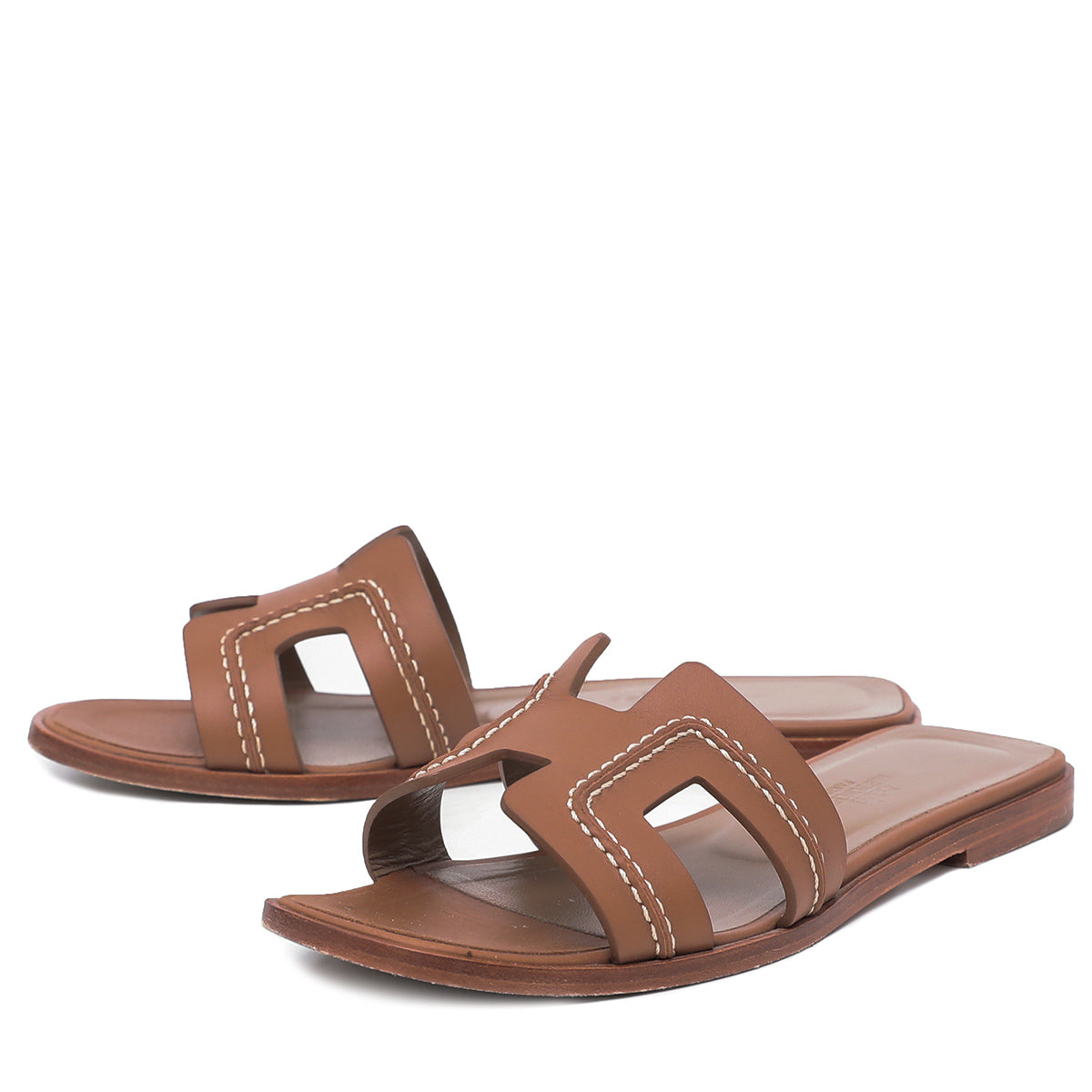 Hermes Brun Palissandre Oran H Sandals 35