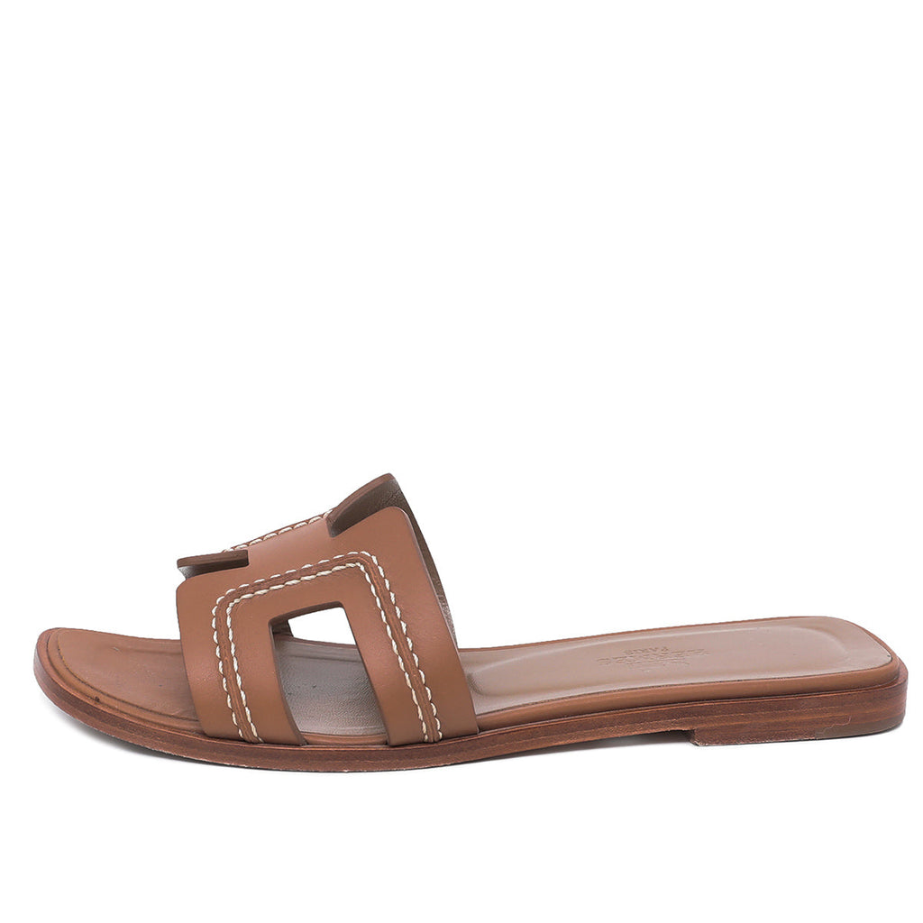 Hermes Brun Palissandre Oran H Sandals 35