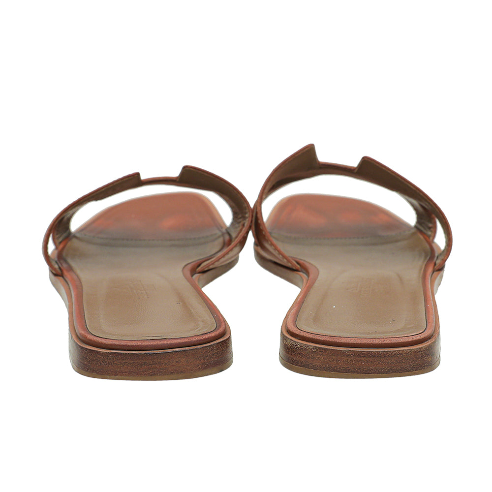 Hermes Gold Oran Sandals 37