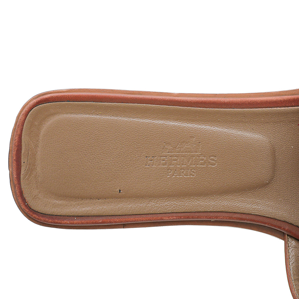 Hermes Gold Oran Sandals 37