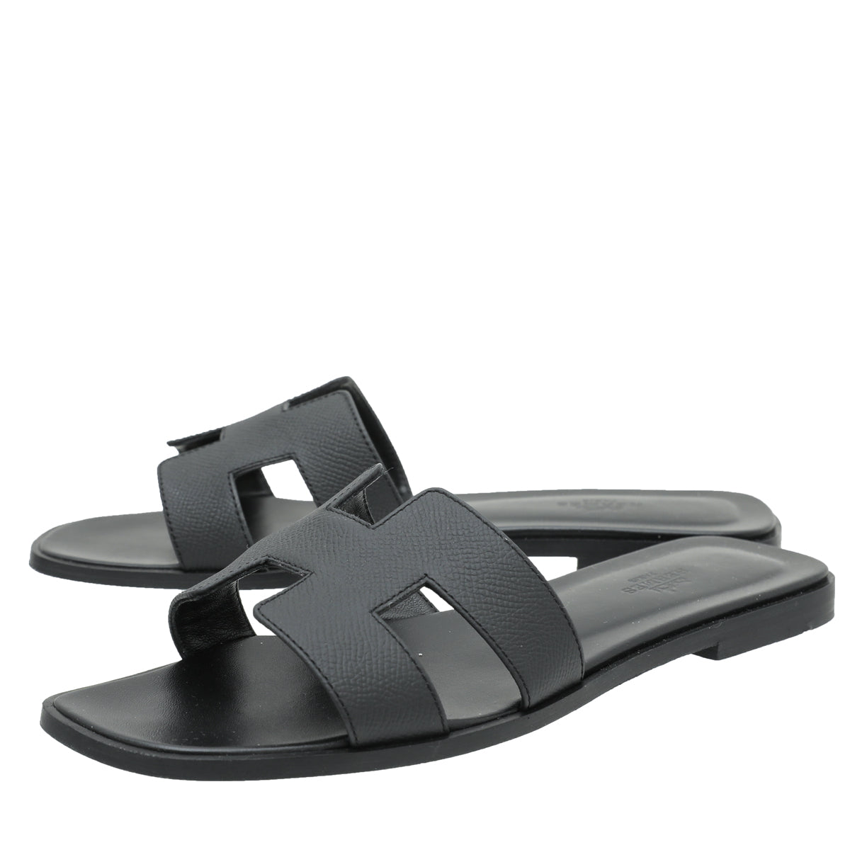Hermes Noir Oran Sandals 39