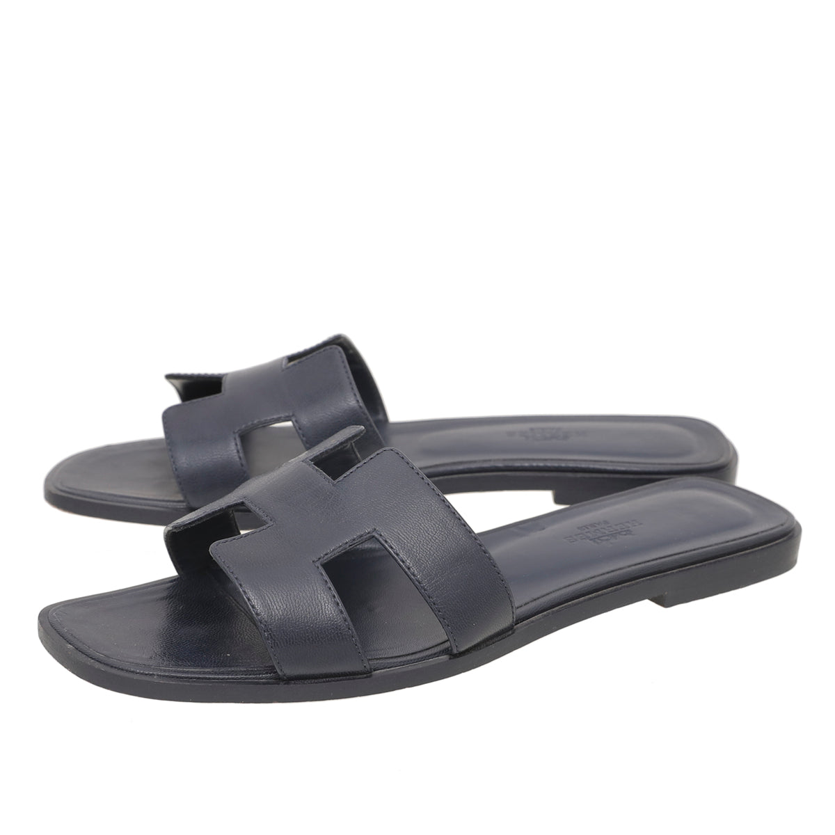 Hermes Obscur Blue Oran Sandals 38.5