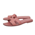 Hermes Rouge Blush Oran Sandals 37