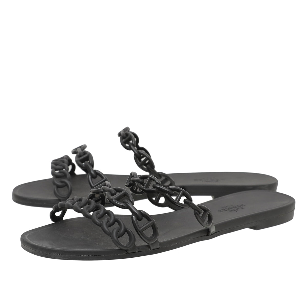 Hermes Noir Rivage D'ancre Sandals 38
