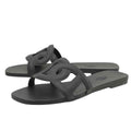 Hermes Noir Rubber Aloha Sandals 36