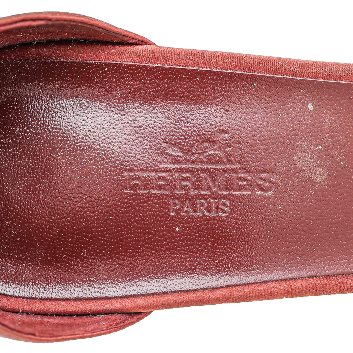 Hermes Burgundy Satin Premiere Crystal Sandals 38.5