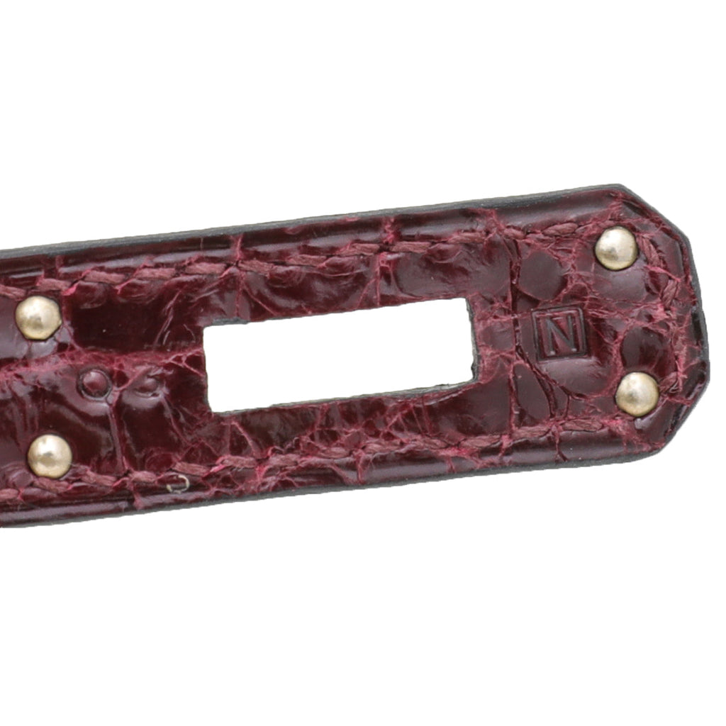 Hermes Bordeaux Shiny Niloticus Crocodile Kelly Cut Clutch