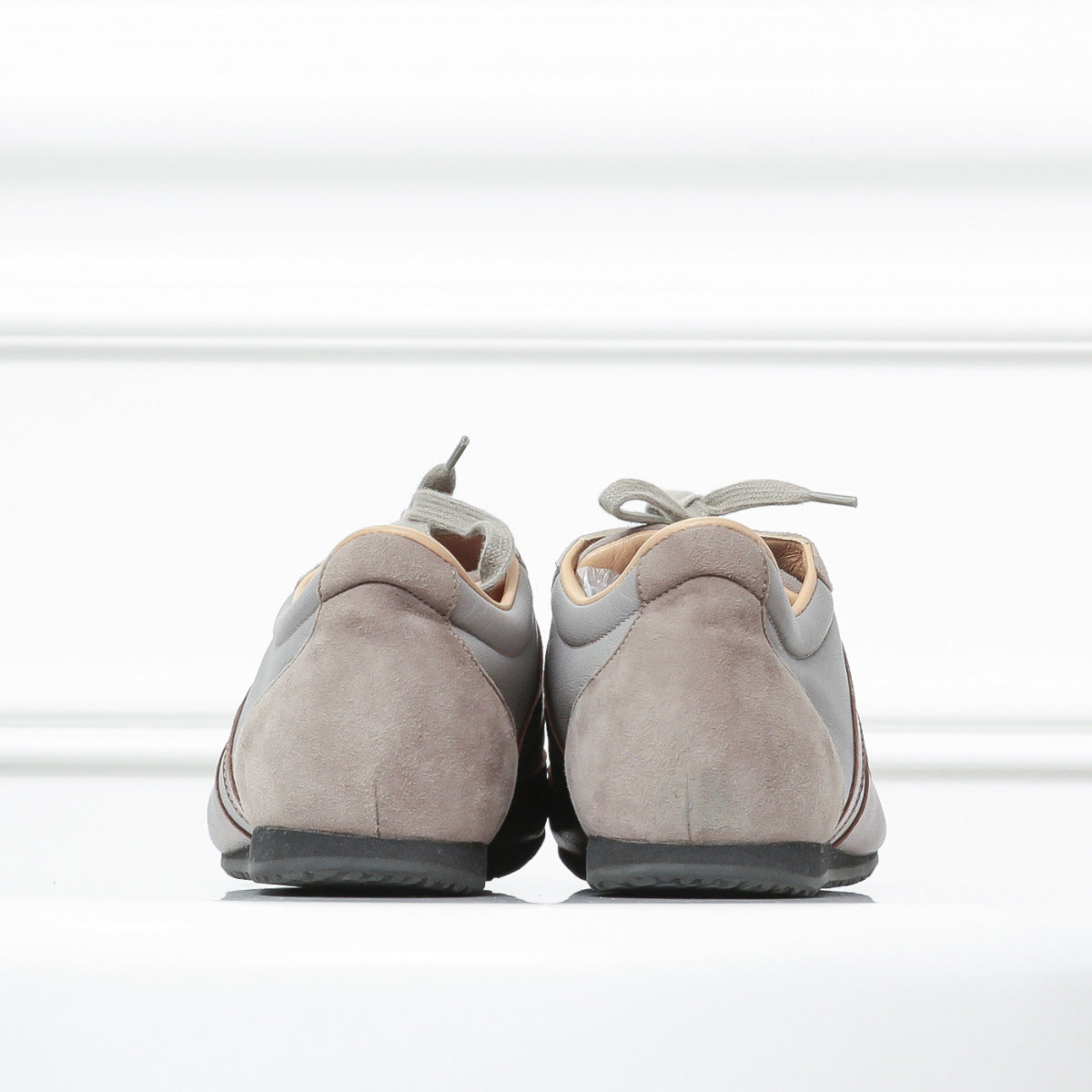 Hermes Gray-Gold Tie Break Low Top Sneakers 37.5