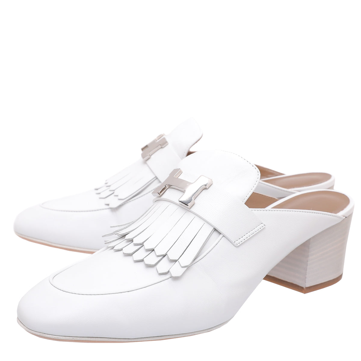 Hermes Blanc Tuileries Mules 40