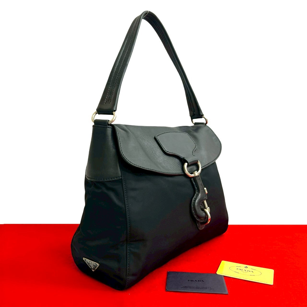 Prada Nylon Leather Shoulder Bag
