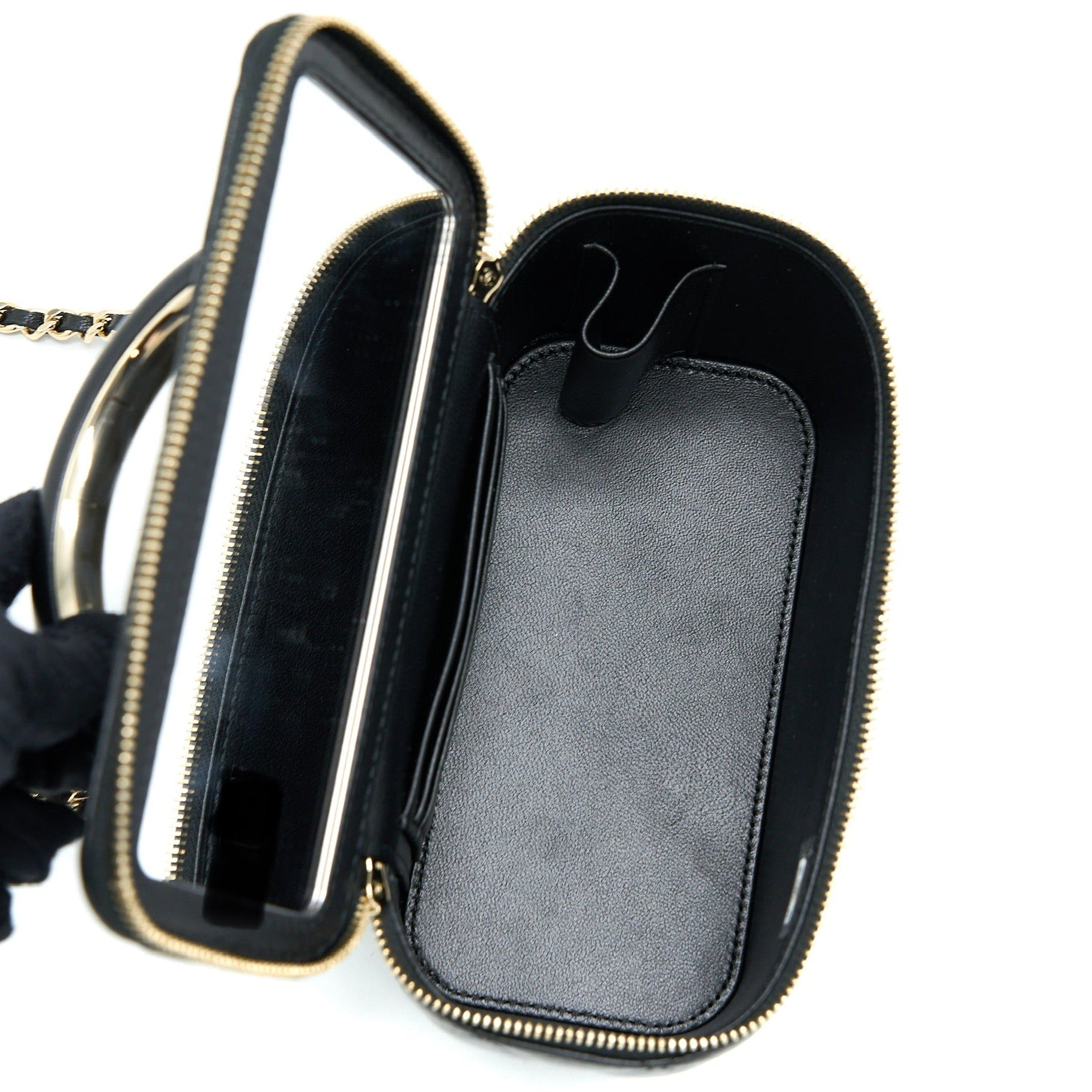 Chanel 22A Top Handle Long Vanity Case Lambskin Black L