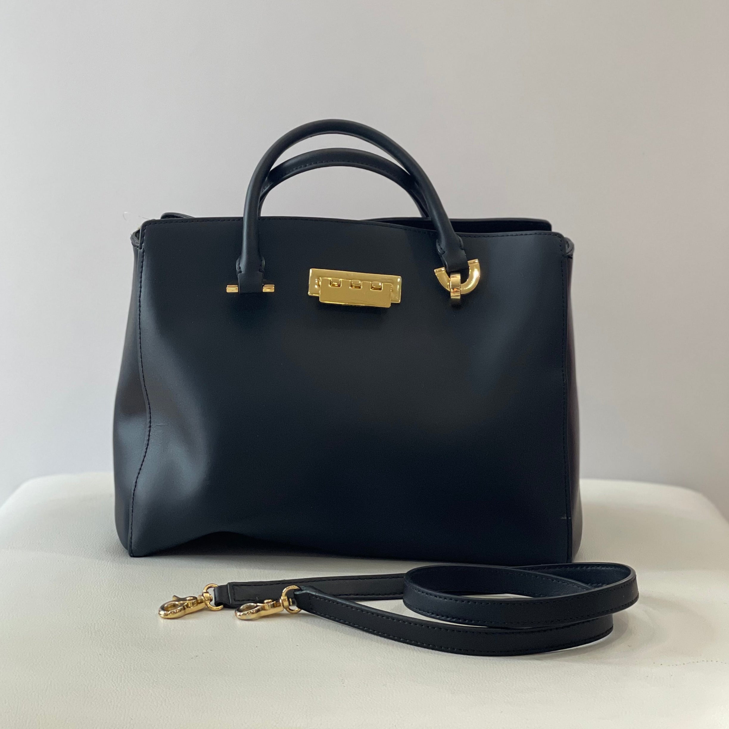 ZAC ZAC POSEN Black Leather Eartha Shoulder Bag