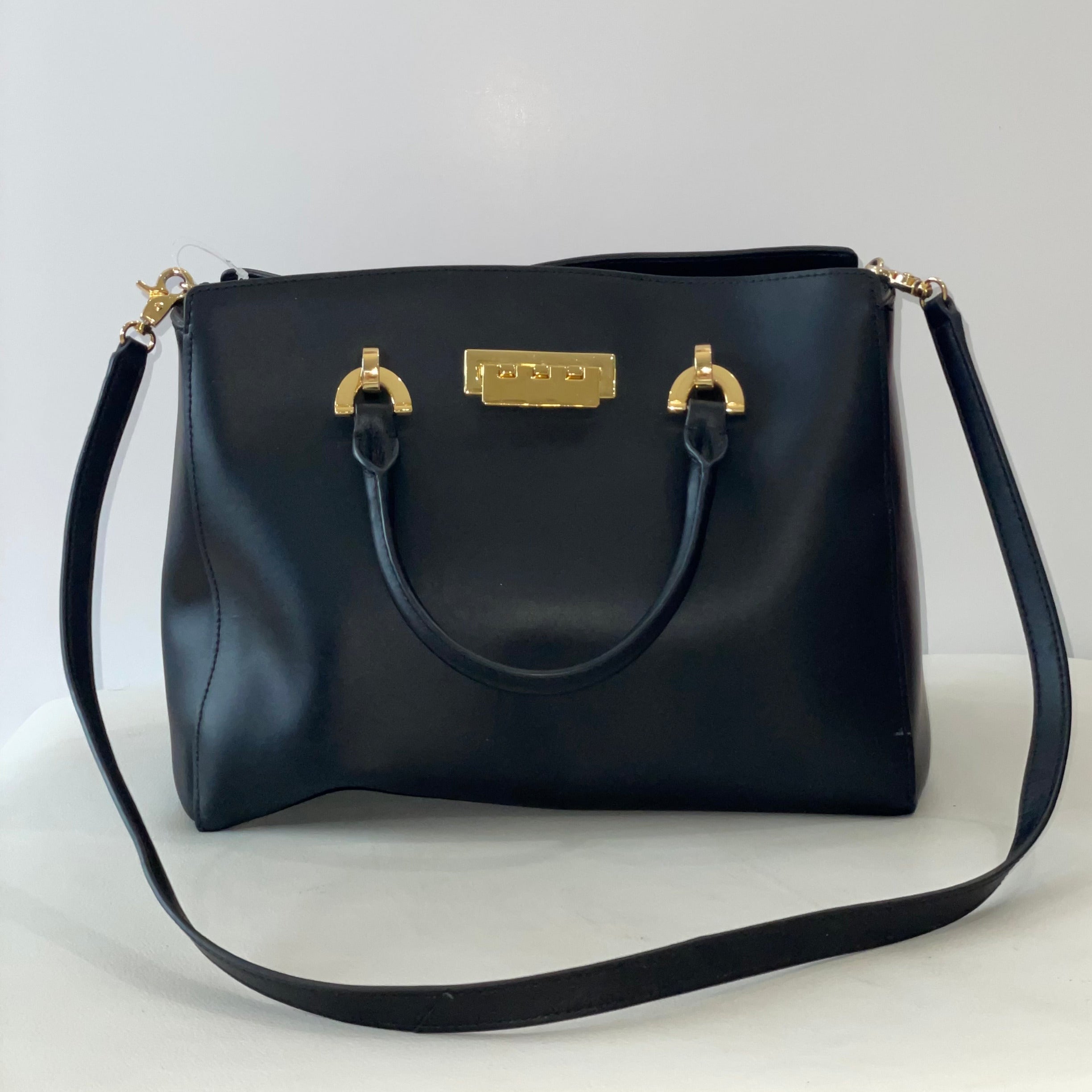 ZAC ZAC POSEN Black Leather Eartha Shoulder Bag