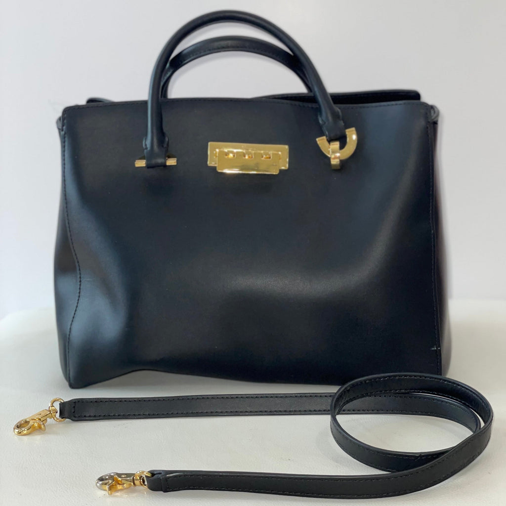 ZAC ZAC POSEN Black Leather Eartha Shoulder Bag