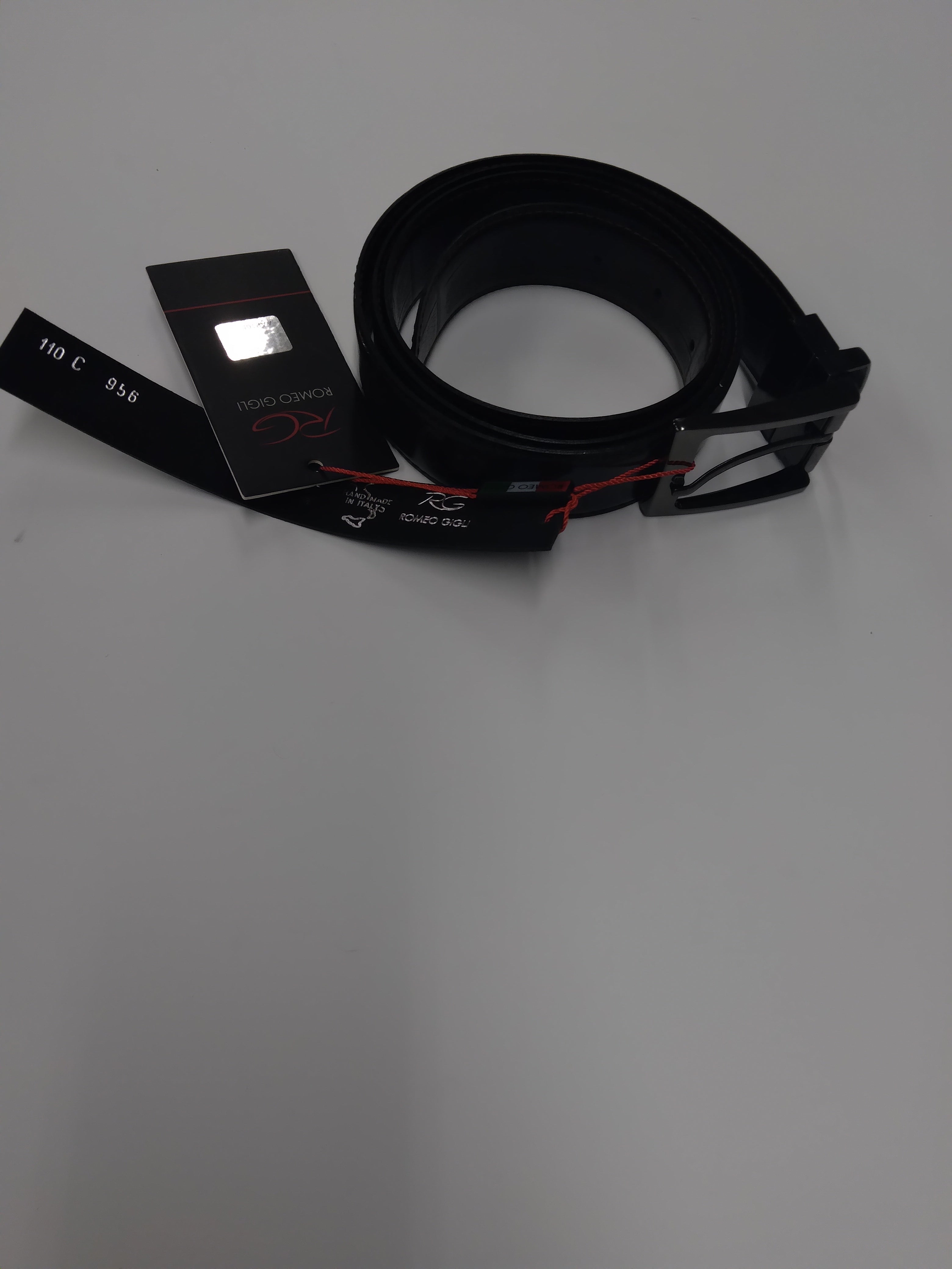 Romeo Gigli C956/3R NERO.MORO Black/Brown Leather Adjustable Mens Belt